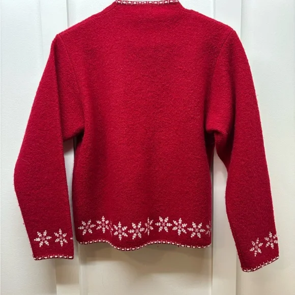 Alps Red Snowflake Women's Wool Cardigan - Picture 2 of 4